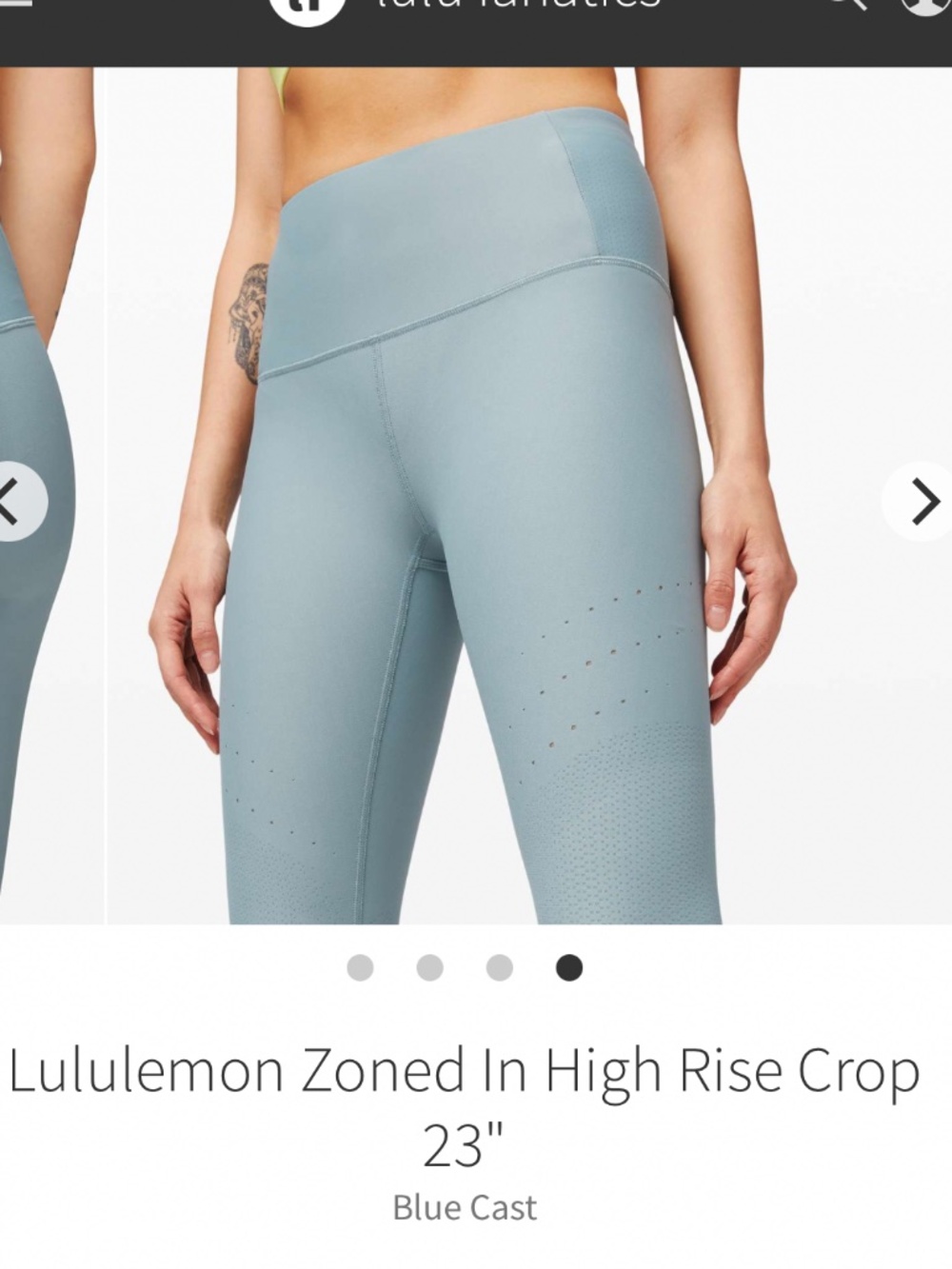 Lululemon Zoned In high rise crop size 10